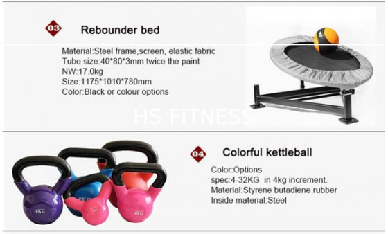 Anúncio publicitário da máquina de Crossfit Rogue Gym Equipment Synergy Fitness com acessórios