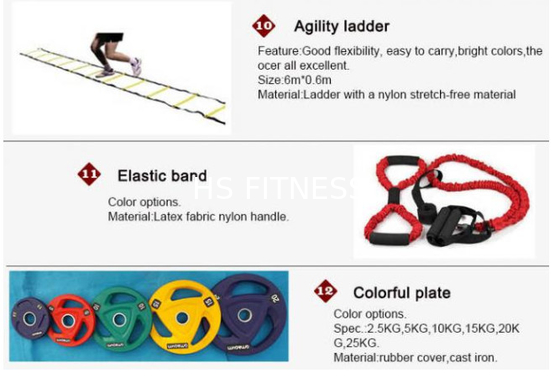 Anúncio publicitário da máquina de Crossfit Rogue Gym Equipment Synergy Fitness com acessórios